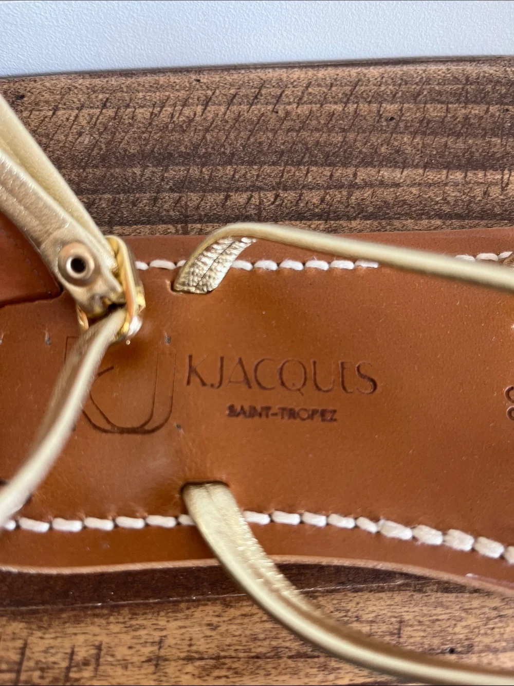 K.Jacques Metallic Gold Leather Strappy Sandals